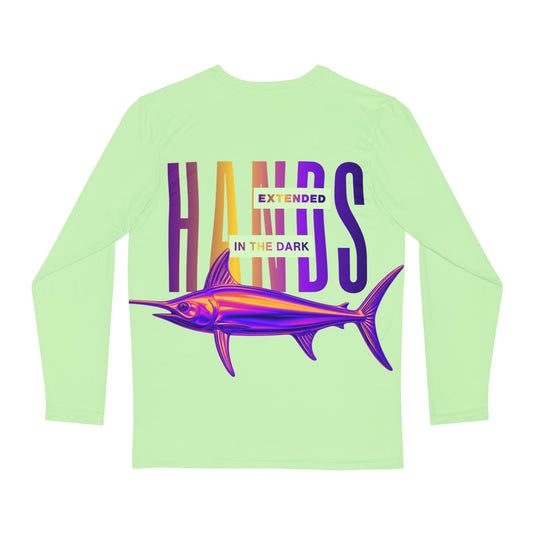 Long Sleeve Shirt – 'Hands Extended in the Dark' Neon Marlin Graphic